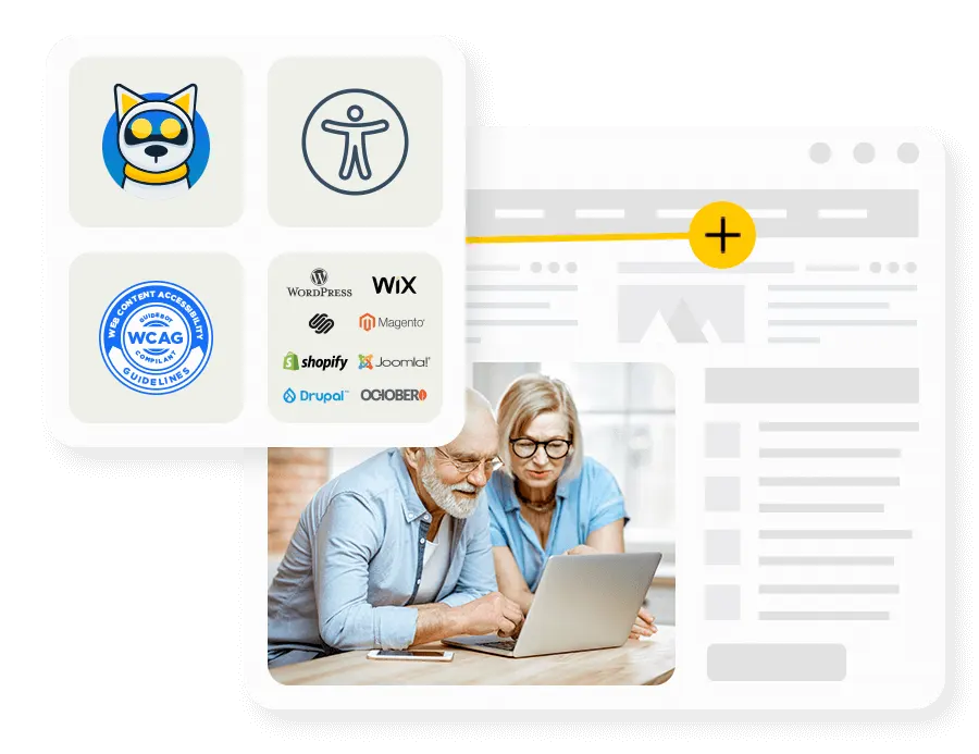 Idős pár böngészik egy akadálymentes weboldalt